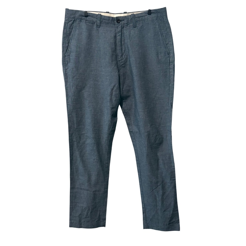 J.Crew 770 Straight Pants Mens 34 Blue Baird McNutt Irish Linen Cotton 35x32